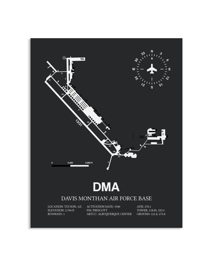 Gray Framed Davis Monthan Air Force Base layout wall art poster