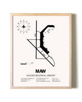 Malden Regional Airport framed wall art in white frame