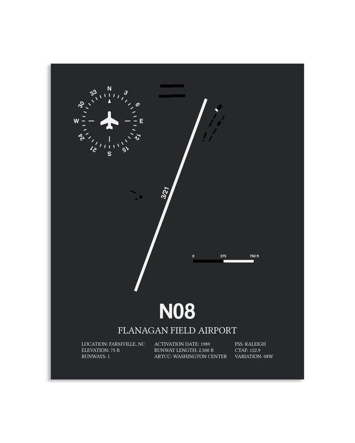 Gray Framed Flanagan Field Airport layout wall art poster
