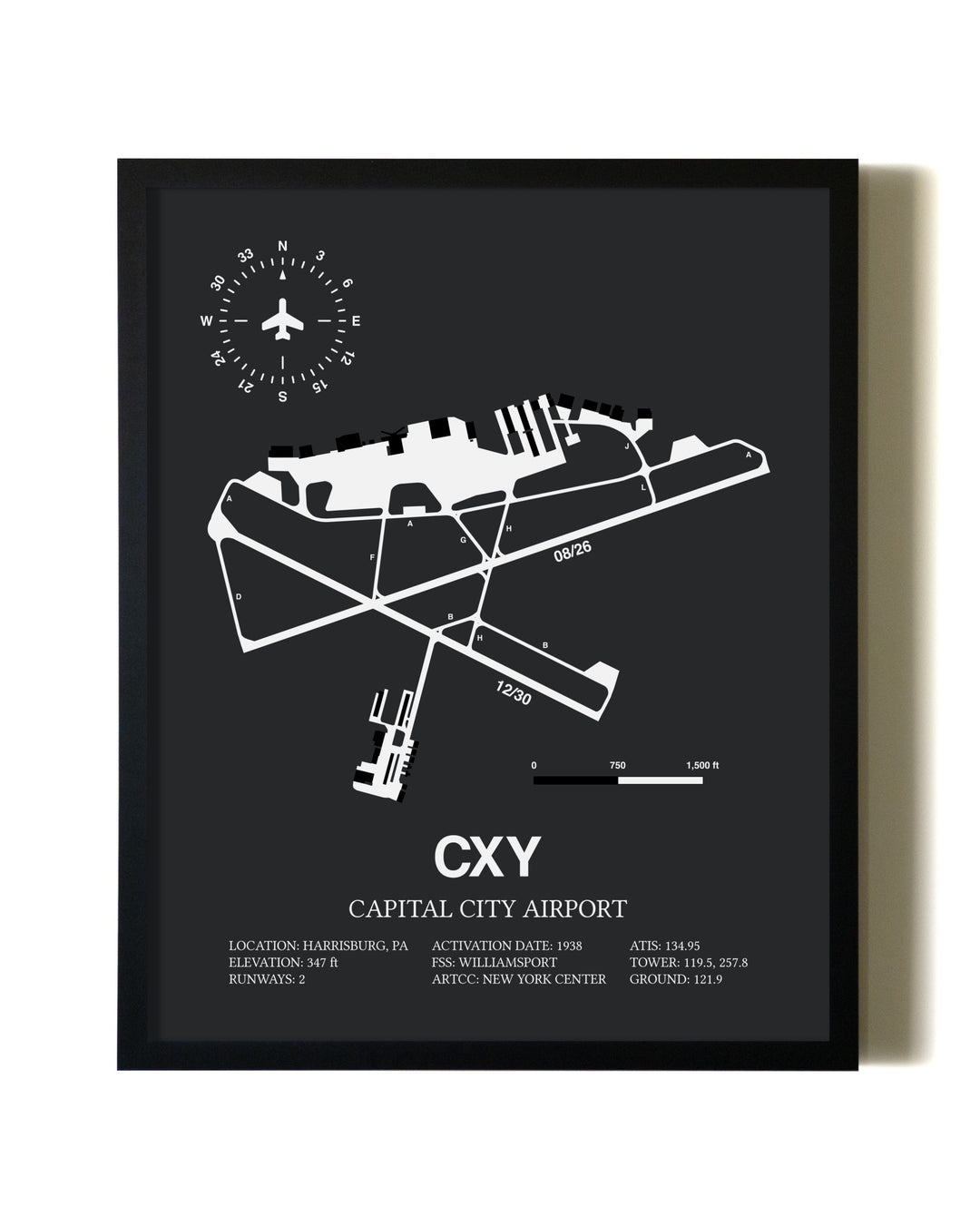 Unframed Capital City Airport map print poster