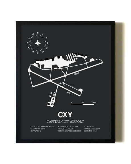 Unframed Capital City Airport map print poster