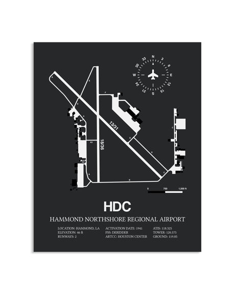 Gray Framed Hammond Northshore Regional Airport layout wall art poster