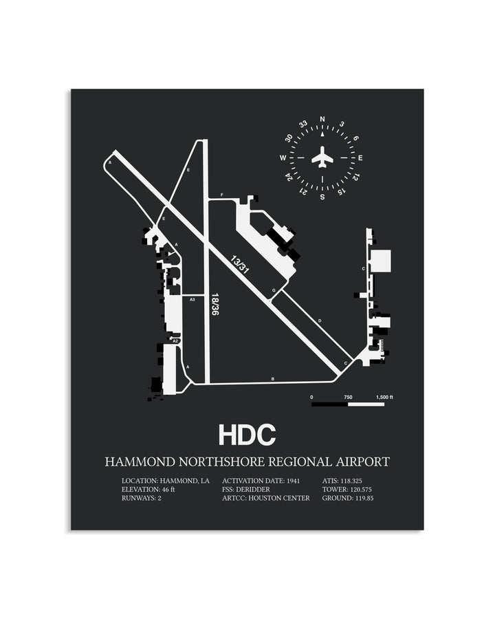 Gray Framed Hammond Northshore Regional Airport layout wall art poster