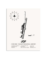 Gray Concord-Padgett Regional Airport framed poster displayed in an airplane hangar
