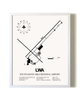 South Haven Area Regional Airport airport map poster in oak frame