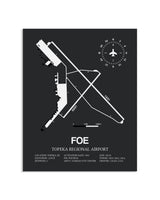 Gray Framed Topeka Regional Airport layout wall art poster