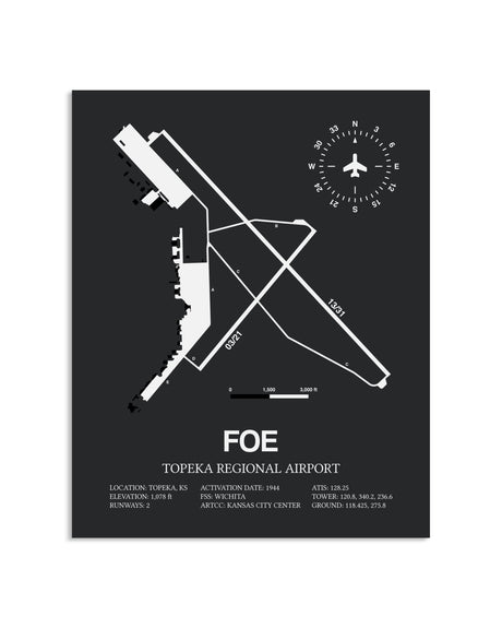 Gray Framed Topeka Regional Airport layout wall art poster