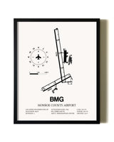Framed Monroe County Airport wall art poster in black frame