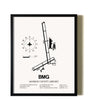 Framed Monroe County Airport wall art poster in black frame