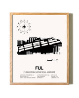 Fullerton Municipal Airport framed print in natural wood frame