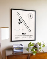 Sullivan County International Airport aviation wall décor in black wood frame
