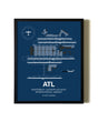 Framed Hartsfield/Jackson Atlanta International Airport wall art poster in black frame