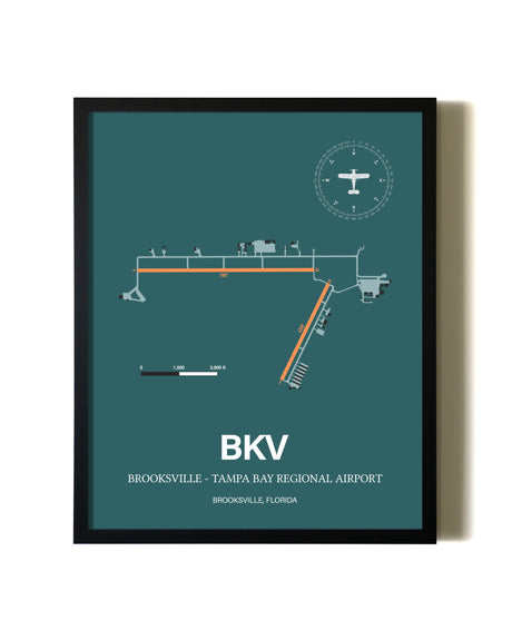 Green Brooksville-Tampa Bay Regional Airport aviation wall décor in black wood frame