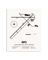 Gray Avon Park Executive Airport framed poster displayed in an airplane hangar