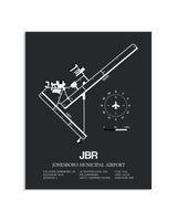 Gray Framed Jonesboro Municipal Airport layout wall art poster