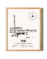 Pueblo Memorial Airport framed print in natural wood frame