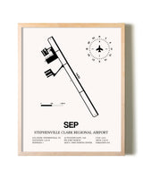 Stephenville Clark Regional Airport framed wall art in white frame