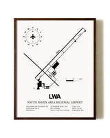 South Haven Area Regional Airport aviation print in walnut frame