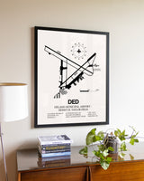Deland Municipal Airport-Sidney H Taylor Field aviation wall décor in black wood frame