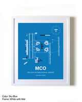 Orlando International Airport framed wall art in white frame with mat