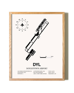 Doylestown Airport framed print in natural wood frame