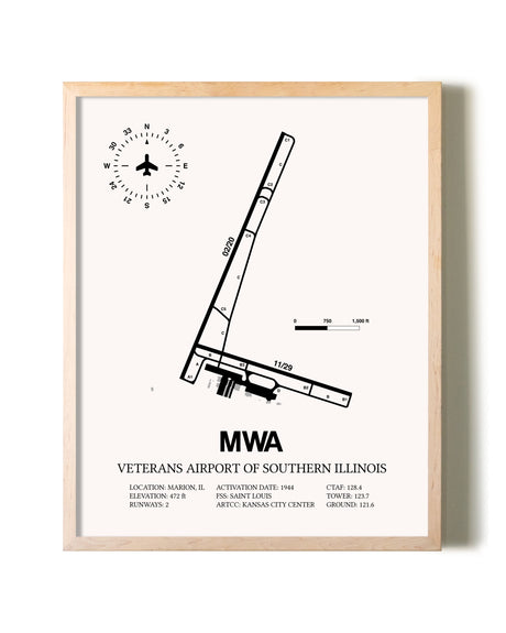 Veterans Airport Of Southern Illinois framed wall art in white frame