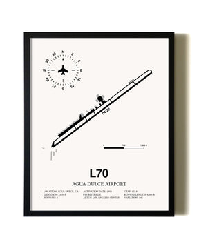 Framed Agua Dulce Airport wall art poster in black frame