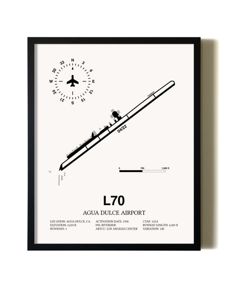 Framed Agua Dulce Airport wall art poster in black frame
