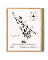 Northeast Florida Regional Airport framed print in natural wood frame