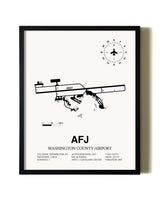 Framed Washington County Airport wall art poster in black frame