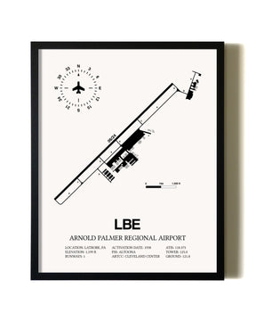 Framed Arnold Palmer Regional Airport wall art poster in black frame