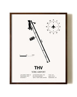 York Airport aviation print in walnut frame