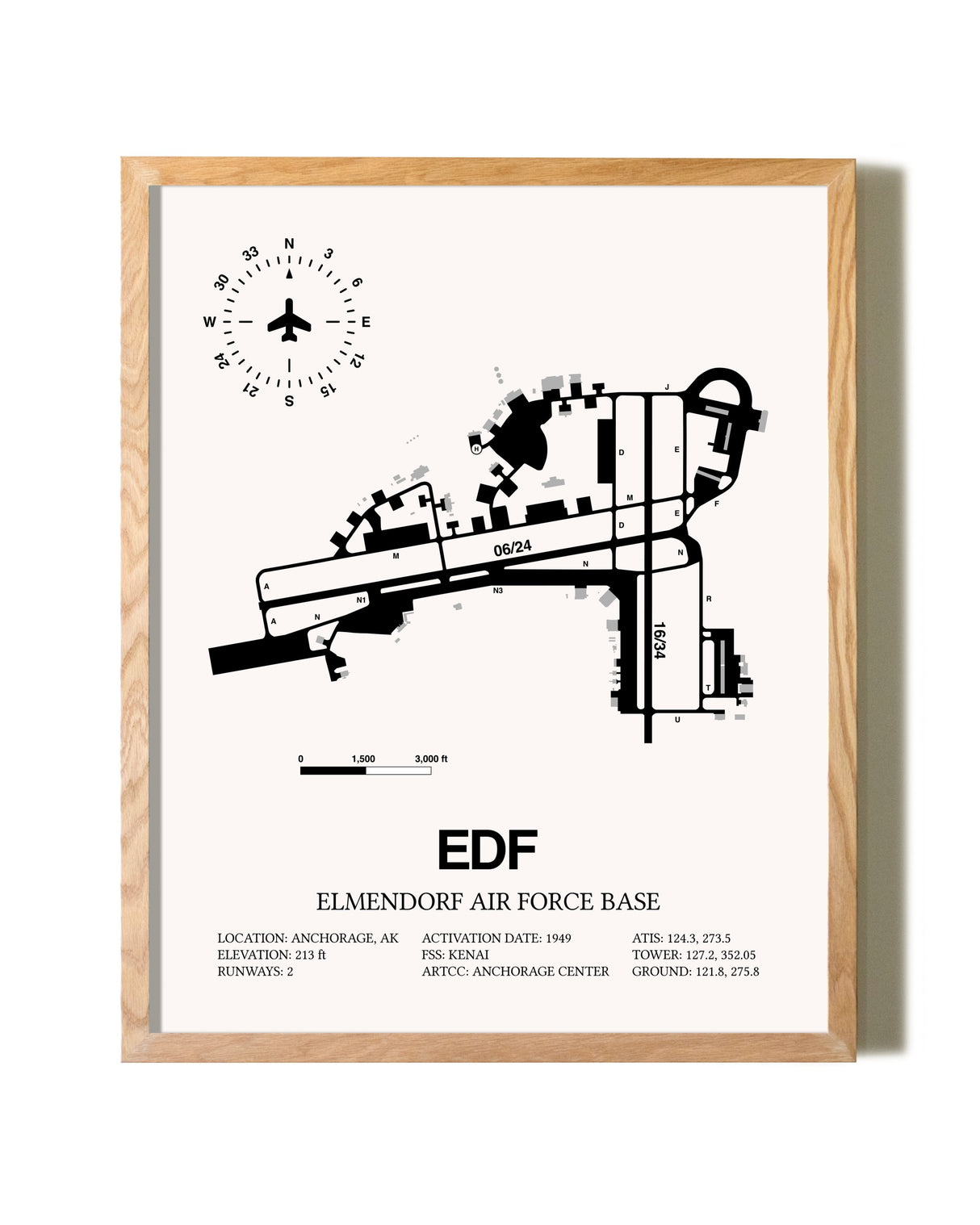 Elmendorf Air Force Base framed print in natural wood frame