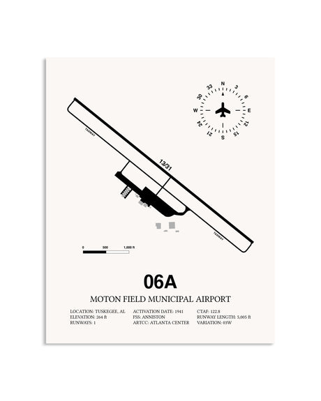 Gray Moton Field Municipal Airport framed poster displayed in an airplane hangar