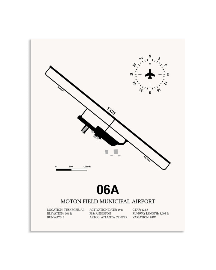 Gray Moton Field Municipal Airport framed poster displayed in an airplane hangar