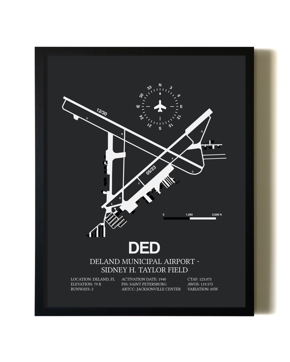 Unframed Deland Municipal Airport-Sidney H Taylor Field map print poster
