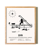 Syracuse Hancock International Airport framed print in natural wood frame