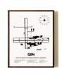 South Bend International Airport aviation print in walnut frame