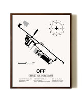Offutt Air Force Base aviation print in walnut frame