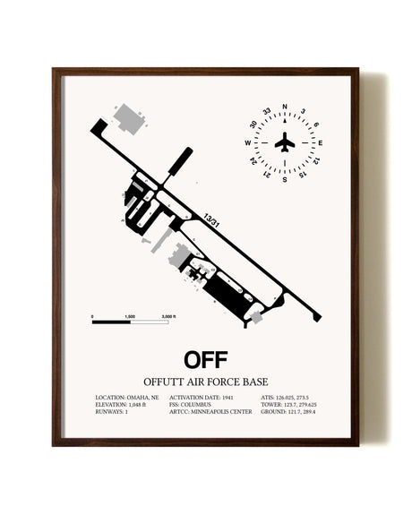 Offutt Air Force Base aviation print in walnut frame