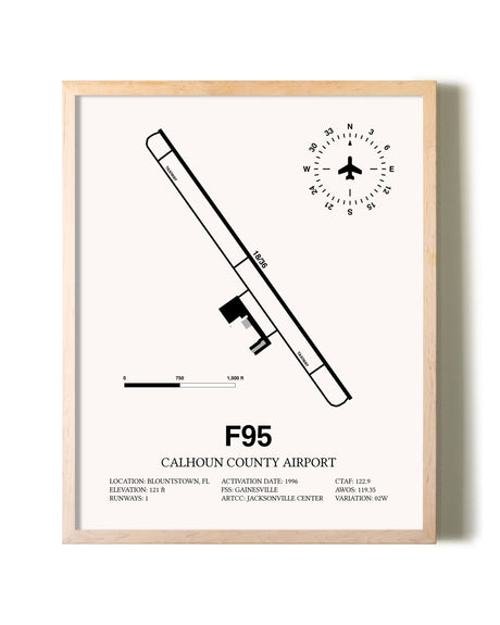 Calhoun County Airport framed wall art in white frame