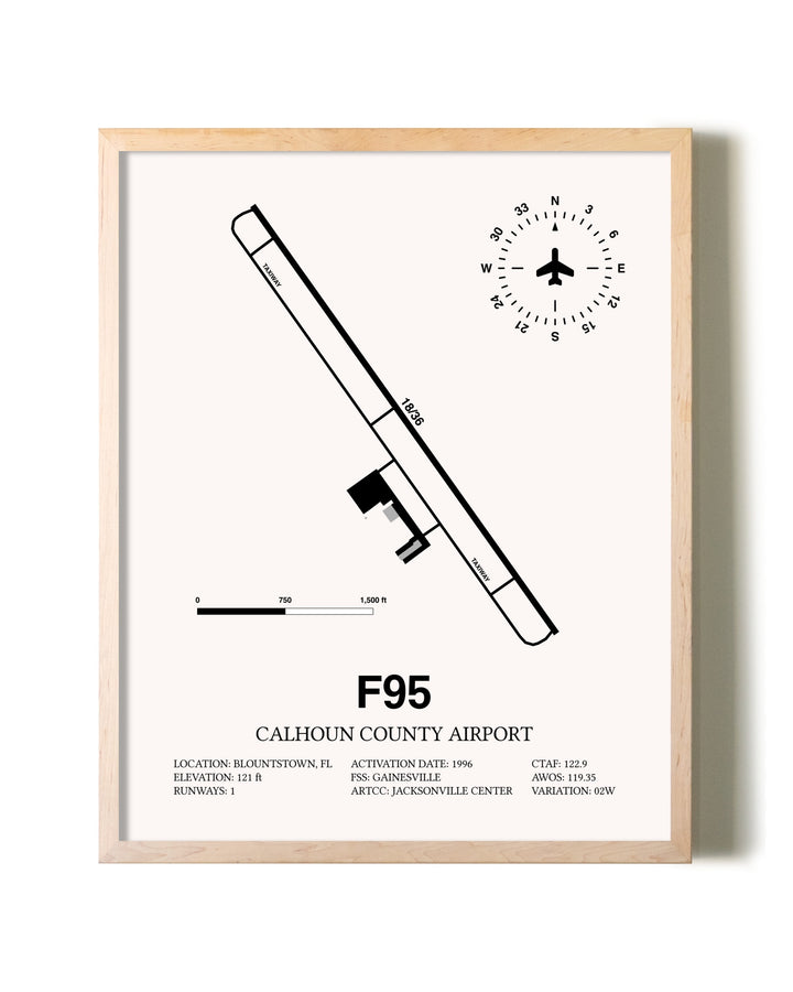 Calhoun County Airport framed wall art in white frame