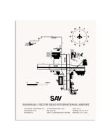 Gray Savannah / Hilton Head International Airport framed poster displayed in an airplane hangar