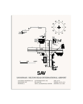 Gray Savannah / Hilton Head International Airport framed poster displayed in an airplane hangar
