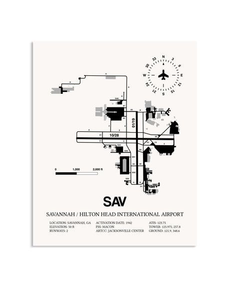 Gray Savannah / Hilton Head International Airport framed poster displayed in an airplane hangar