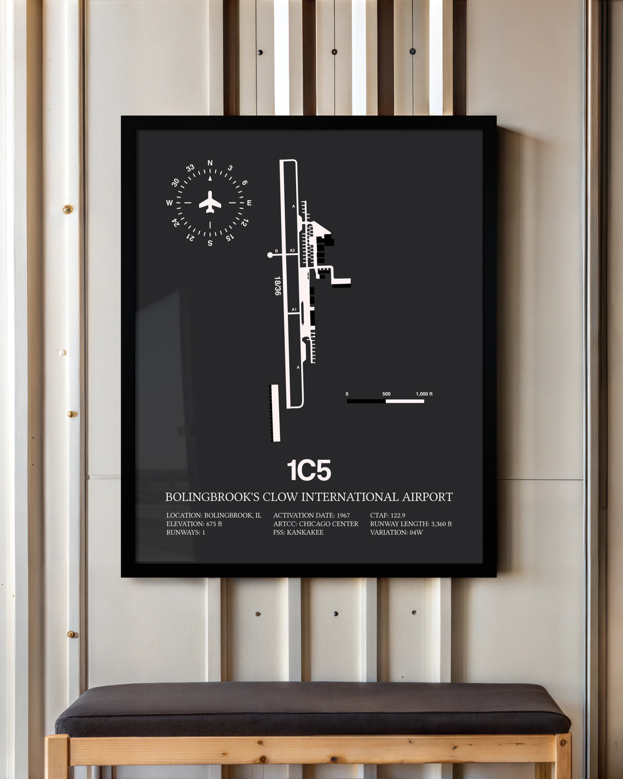 Frame color options for Bolingbrook's Clow International Airport Wall Art