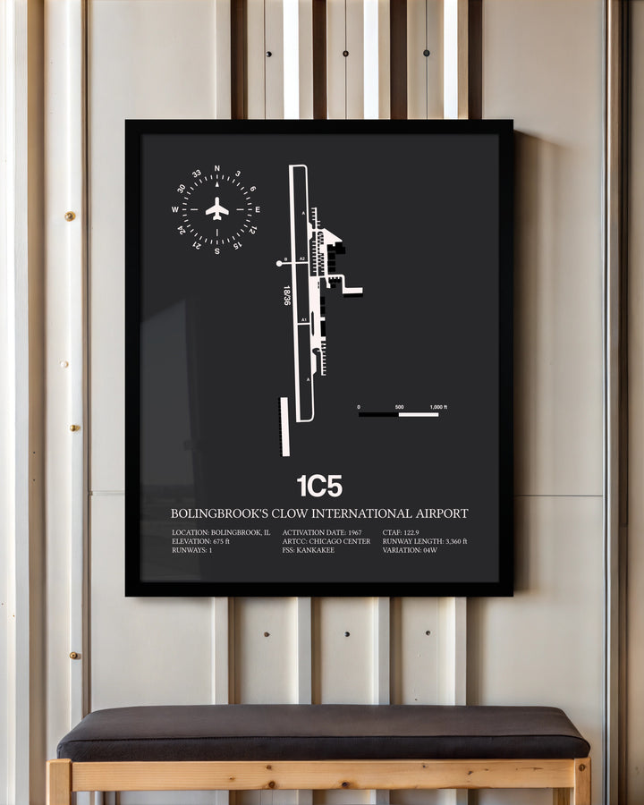 Frame color options for Bolingbrook's Clow International Airport Wall Art