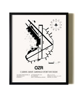 Framed Cairns Army Airfield (Fort Rucker) wall art poster in black frame