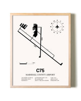 Marshall County Airport framed wall art in white frame