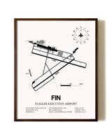 Flagler Executive Airport aviation print in walnut frame